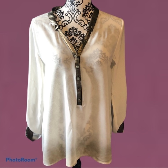 DAYTRIP sheer ombré bronze off white top - Picture 1 of 9